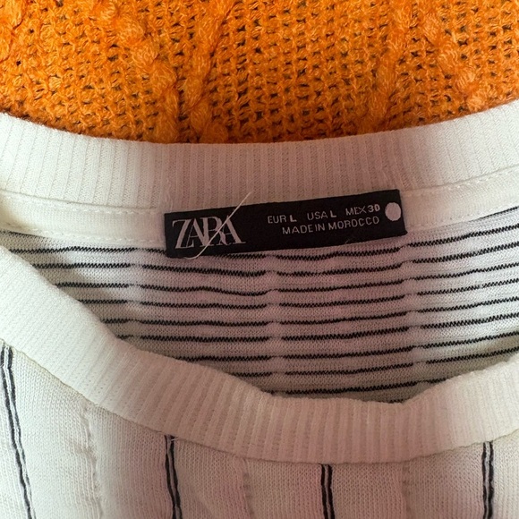 Zara White Crew Neck Sweater with Pinstripe Detail - Picture 8 of 8